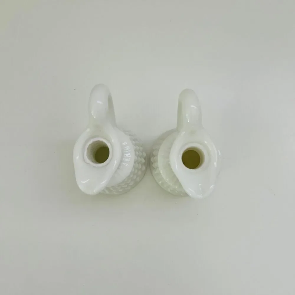 FENTON White Milk Glass Hobnail Pattern Oil & Vinegar Cruets